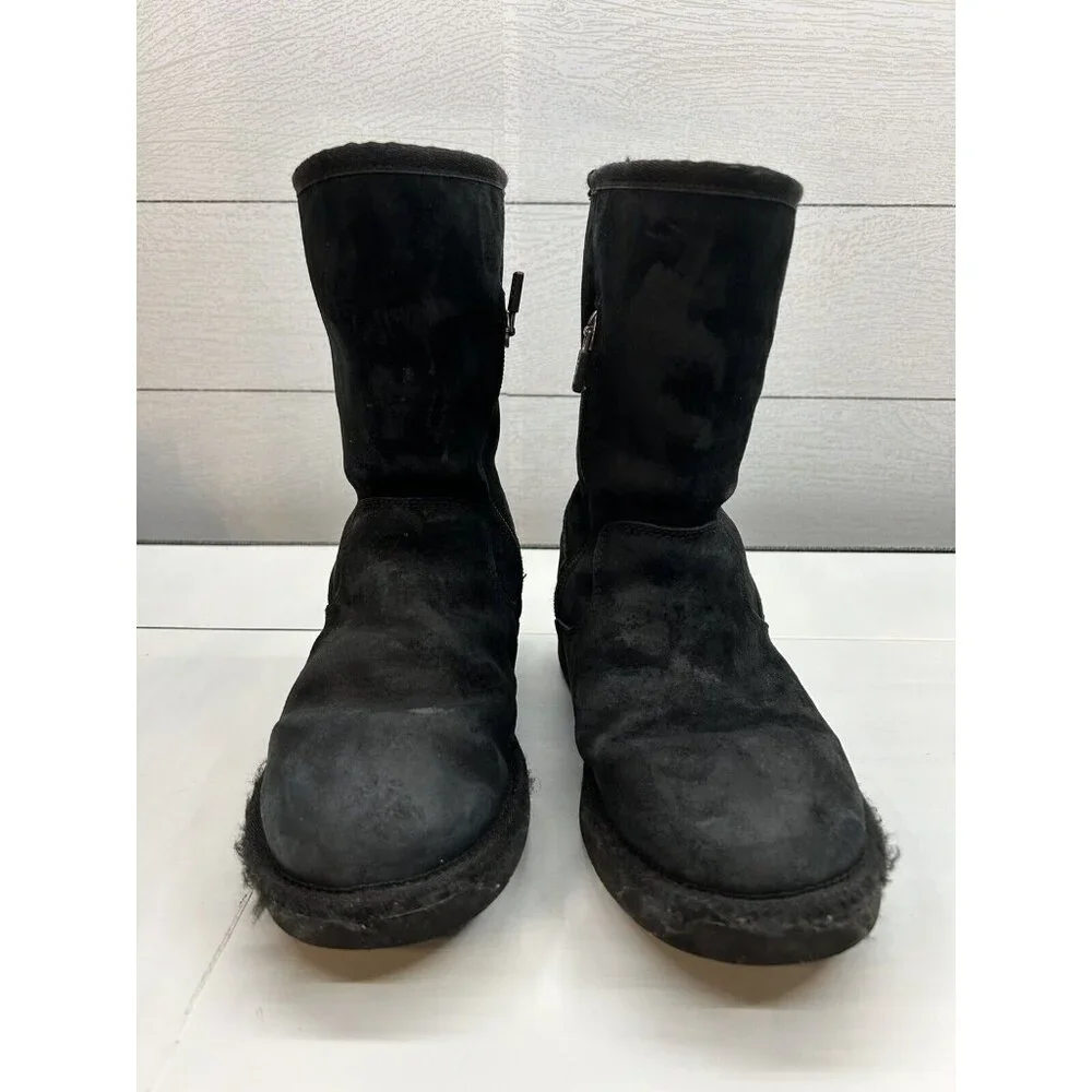 UGG Australia PIERCE 1006031 US 5M EUR‎ 36 Black Suede Sheepskin Winter Boots